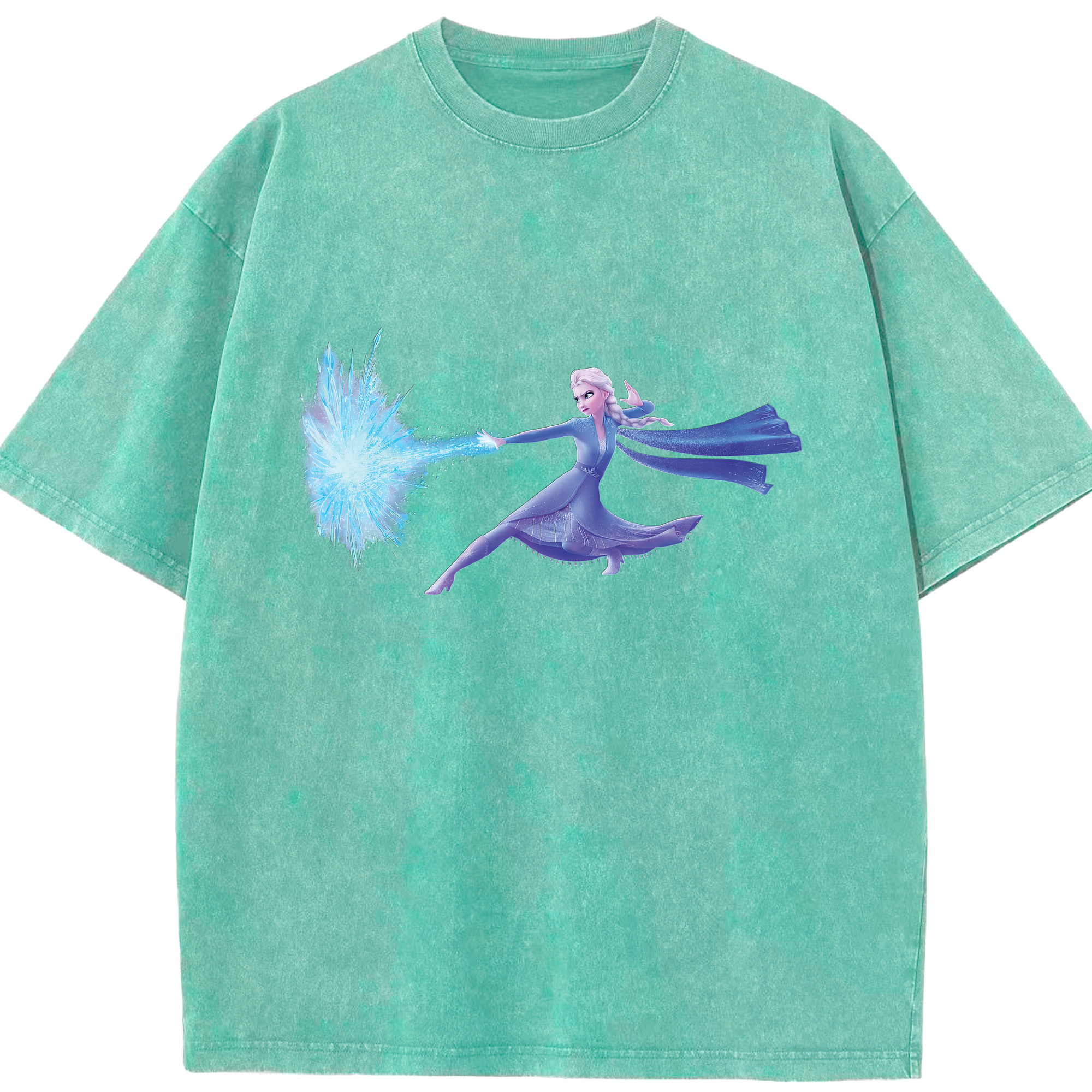 （画像用） アナと雪の女王 アンナ エルサ Frozen Anna Elsa 綿100% ヴィンテージ風 半袖Tシャツ（フロントプリント）